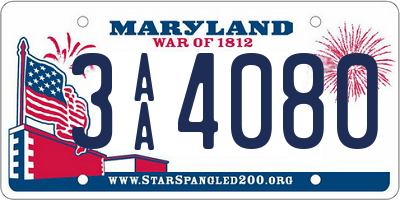 MD license plate 3AA4080