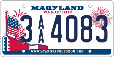 MD license plate 3AA4083