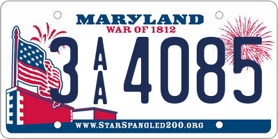 MD license plate 3AA4085