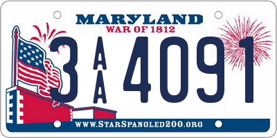 MD license plate 3AA4091