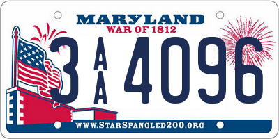 MD license plate 3AA4096