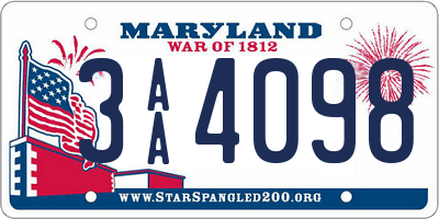 MD license plate 3AA4098