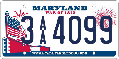 MD license plate 3AA4099