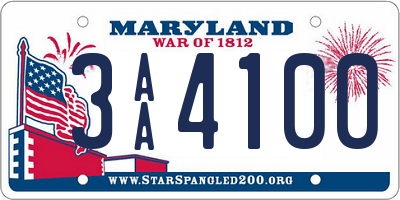 MD license plate 3AA4100