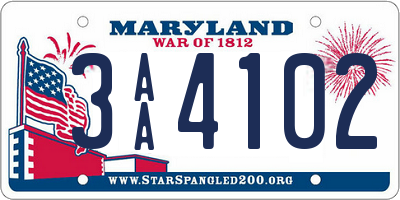 MD license plate 3AA4102