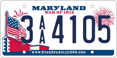 MD license plate 3AA4105