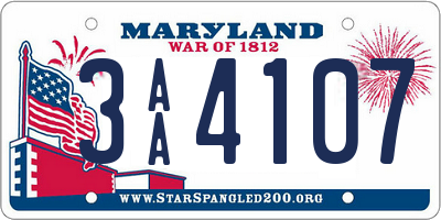 MD license plate 3AA4107