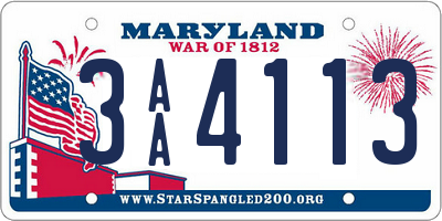 MD license plate 3AA4113