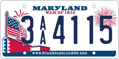 MD license plate 3AA4115