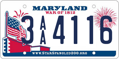 MD license plate 3AA4116