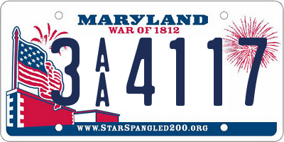 MD license plate 3AA4117