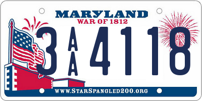 MD license plate 3AA4118