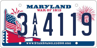 MD license plate 3AA4119