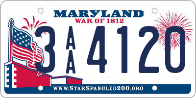 MD license plate 3AA4120