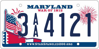 MD license plate 3AA4121