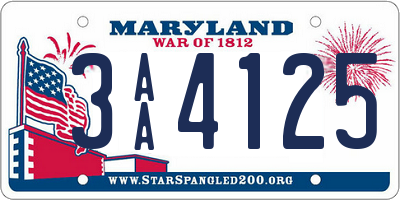 MD license plate 3AA4125