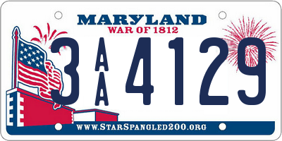 MD license plate 3AA4129