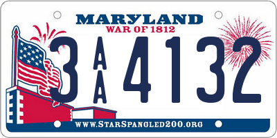 MD license plate 3AA4132