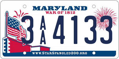 MD license plate 3AA4133