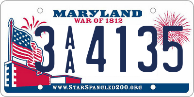 MD license plate 3AA4135