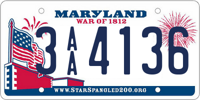 MD license plate 3AA4136