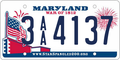 MD license plate 3AA4137