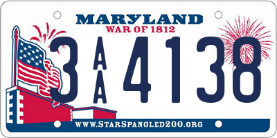 MD license plate 3AA4138