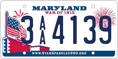 MD license plate 3AA4139