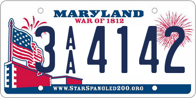 MD license plate 3AA4142