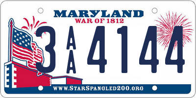 MD license plate 3AA4144