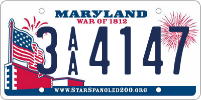 MD license plate 3AA4147