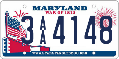 MD license plate 3AA4148