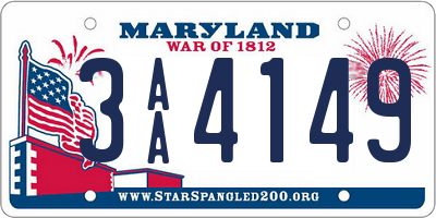 MD license plate 3AA4149