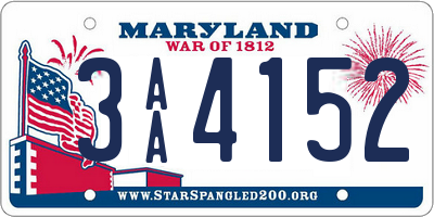 MD license plate 3AA4152