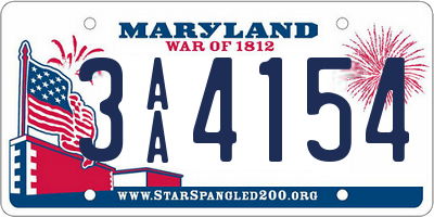 MD license plate 3AA4154