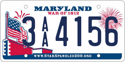 MD license plate 3AA4156