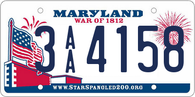 MD license plate 3AA4158