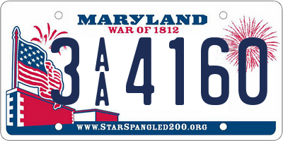 MD license plate 3AA4160