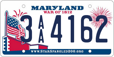 MD license plate 3AA4162