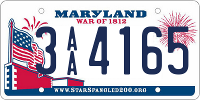 MD license plate 3AA4165