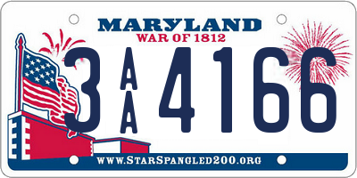 MD license plate 3AA4166