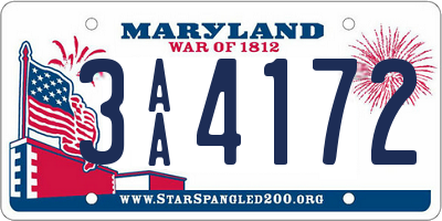 MD license plate 3AA4172