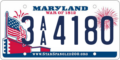 MD license plate 3AA4180