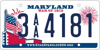 MD license plate 3AA4181