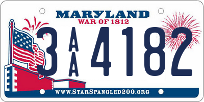 MD license plate 3AA4182