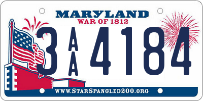 MD license plate 3AA4184