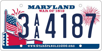 MD license plate 3AA4187