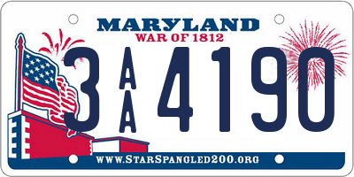 MD license plate 3AA4190