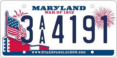 MD license plate 3AA4191