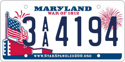 MD license plate 3AA4194